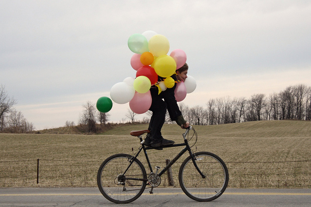 Memorable guy on bike